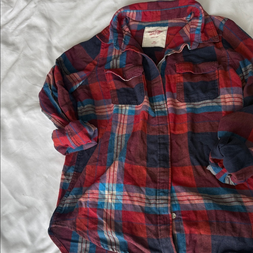 Mossimo Supply Co. Red and Blue Plaid Shirt